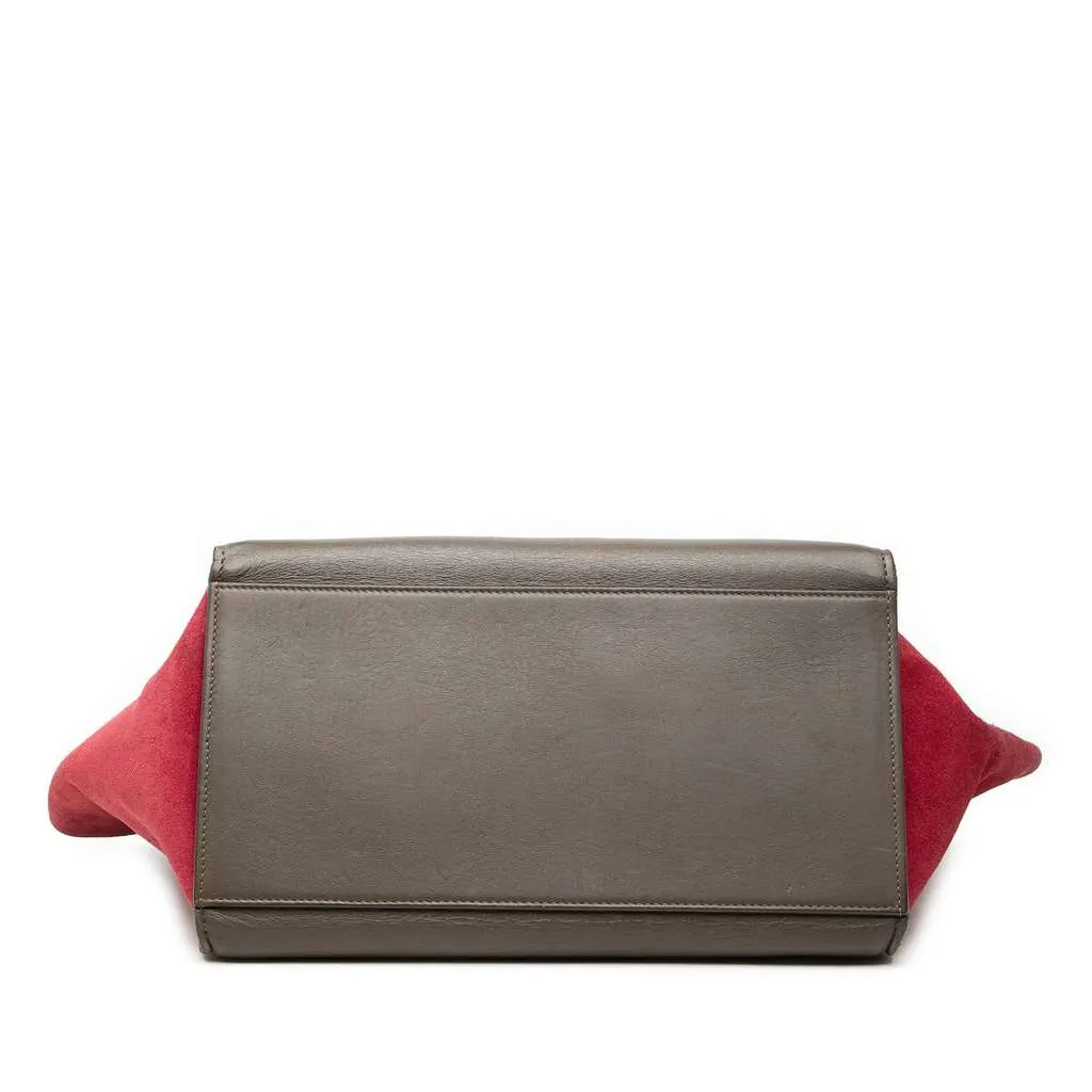 Celine Small Tricolor Leather Trapeze Satchel Brown Leather Good - Inside View