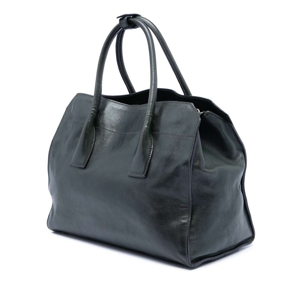 Prada Glace Calf Zip Satchel Green Leather Good condition - Back View