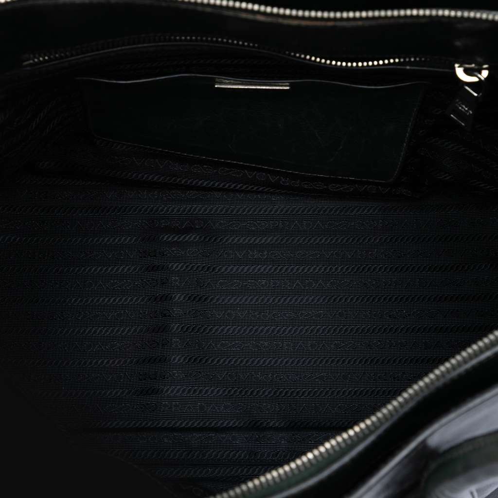 Prada Glace Calf Zip Satchel Green Leather Good condition - Model View