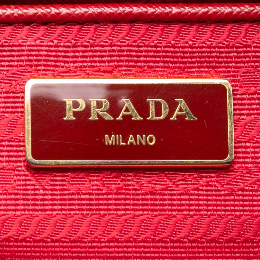 Prada Large Saffiano Lux Galleria Double Zip Satchel Red Leather Fair condition - Box View