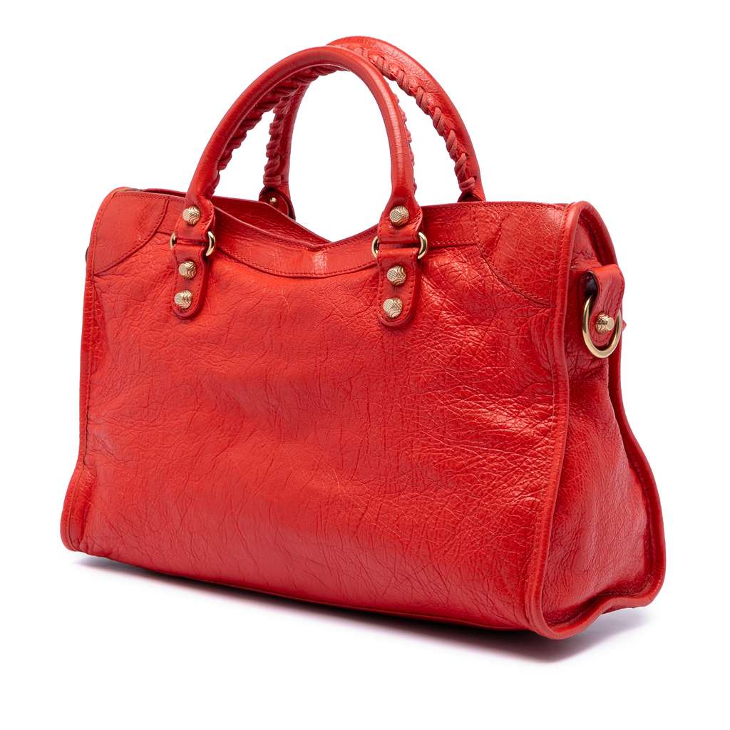 Balenciaga Lambskin Motocross City Giant 12 Satchel Red Leather Good condition - Back View