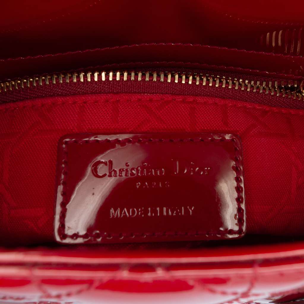 Dior Mini Patent Cannage Lady Dior Red Leather Good condition - Box View