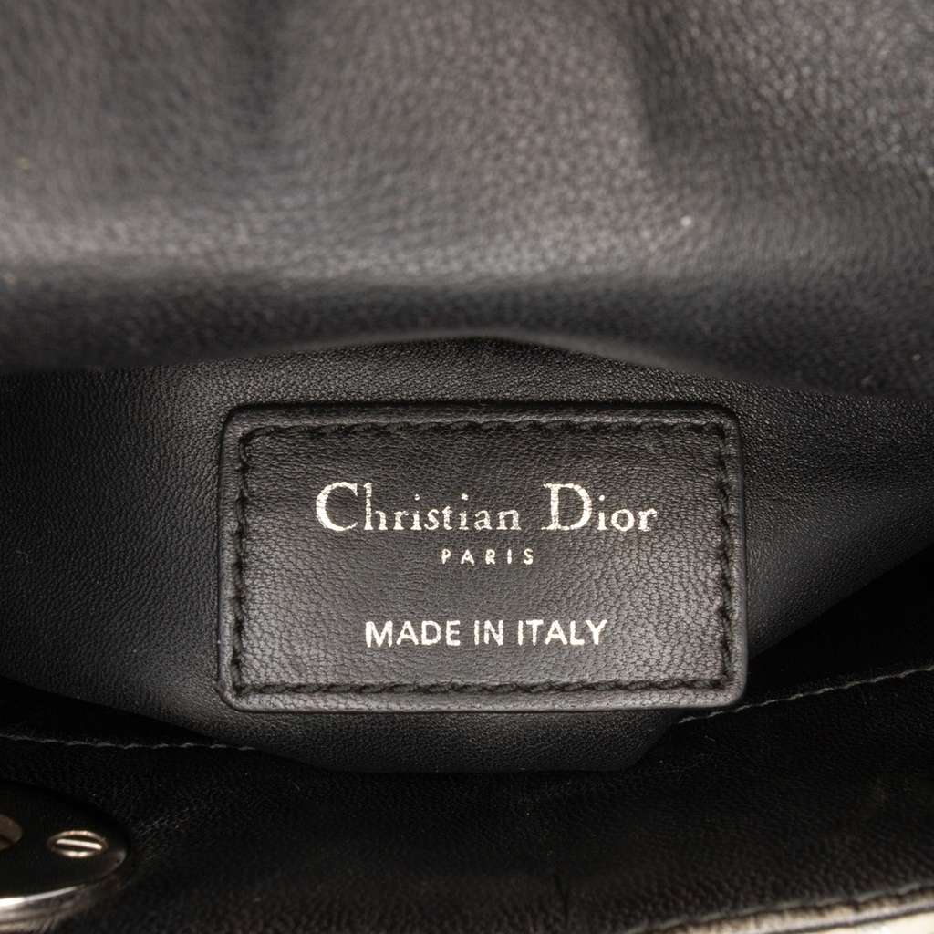 Dior Mini Metallic Leather Woven Tweed Lady Dior Gold Tweed Good condition - Box View