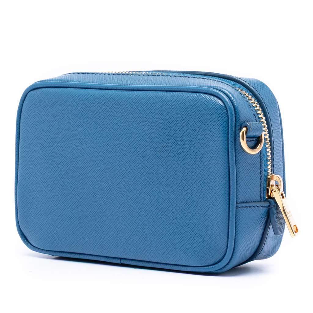 Prada Saffiano Lux Camera Bag Blue Leather Good condition - Back View