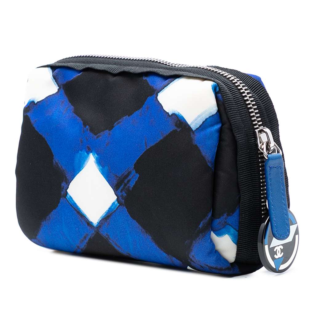 Chanel Printed Nylon Airlines Pouch Blue Good condition - Back View