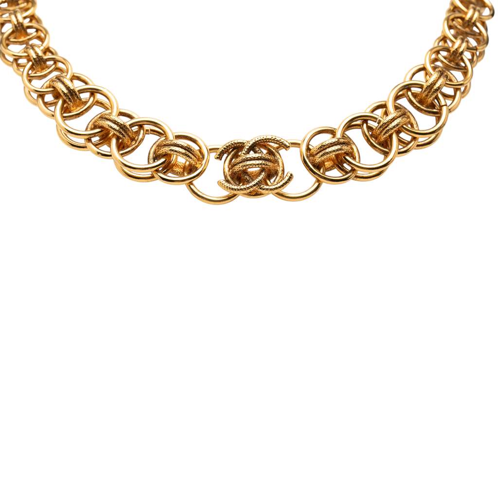 Chanel CC Gold Plated Round Chain Necklace Gold Metal Good condition - Back View