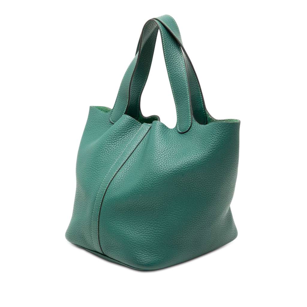 Hermès Clemence Picotin Lock 22 Green Leather Good condition - Back View