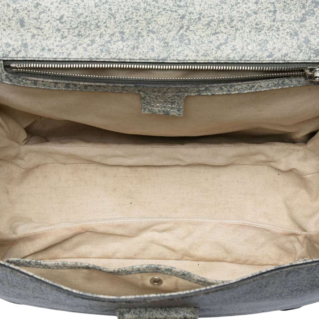 Gucci Large Speckled Leather New Bamboo Top Handle Bag Grey Leather Good condition - Model View