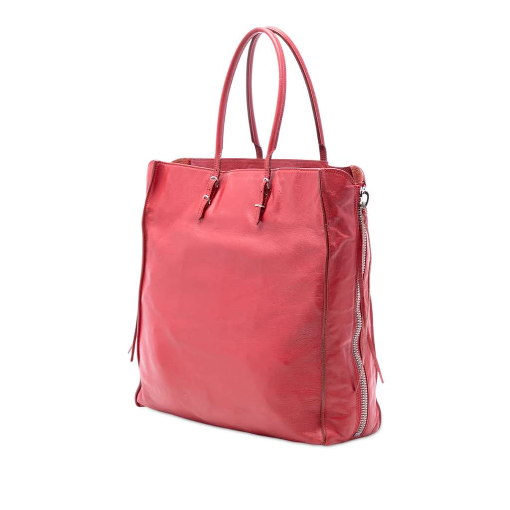 Balenciaga Leather Papier A5 Zip Around Tote Red Leather Good condition - Back View