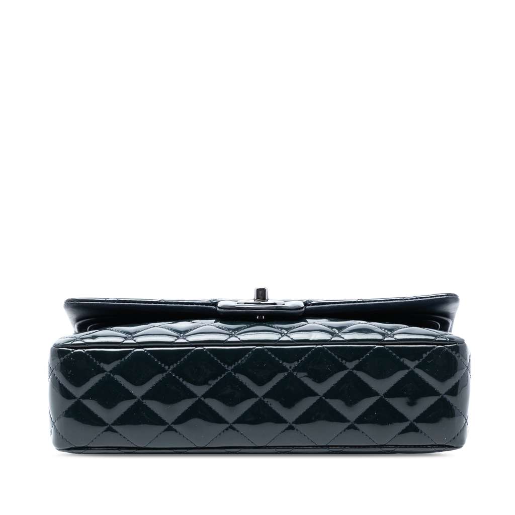 Chanel Medium Classic Patent Double Flap Blue Leather Good condition - Inside View