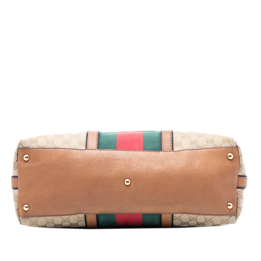 Gucci Medium GG Canvas Web Rania Top Handle Bag Brown Canvas Good condition - Inside View
