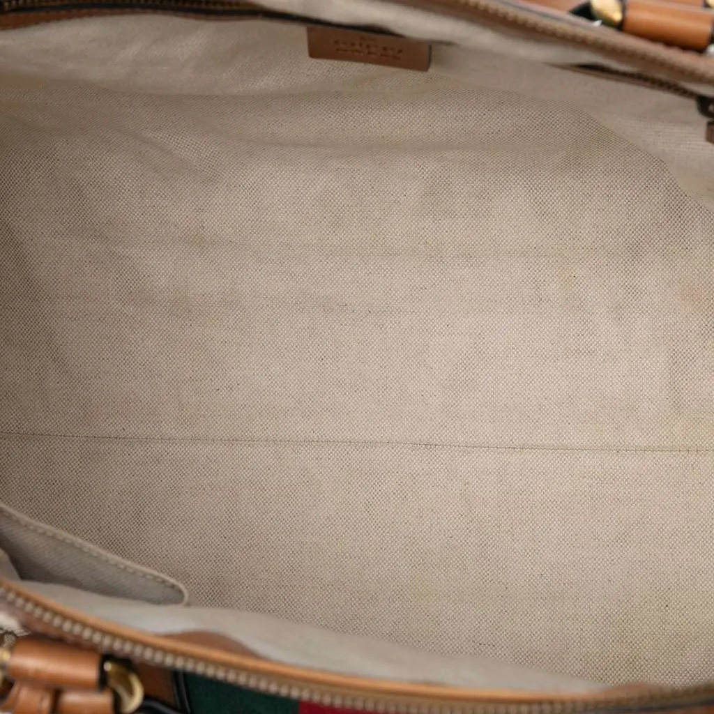 Gucci Medium GG Canvas Web Rania Top Handle Bag Brown Canvas Very good - Model View