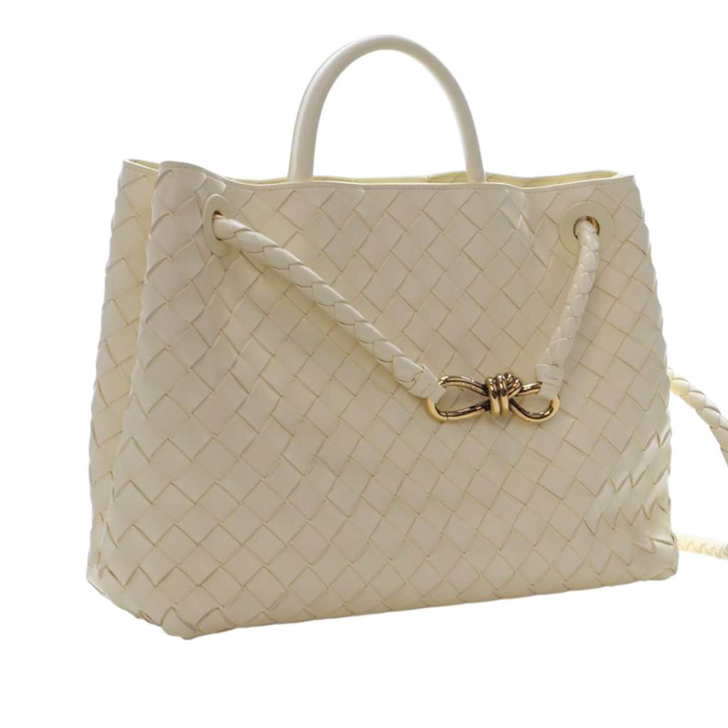 Bottega Veneta Medium Lambskin Intrecciato Andiamo Bag Yellow Leather Good condition - Back View