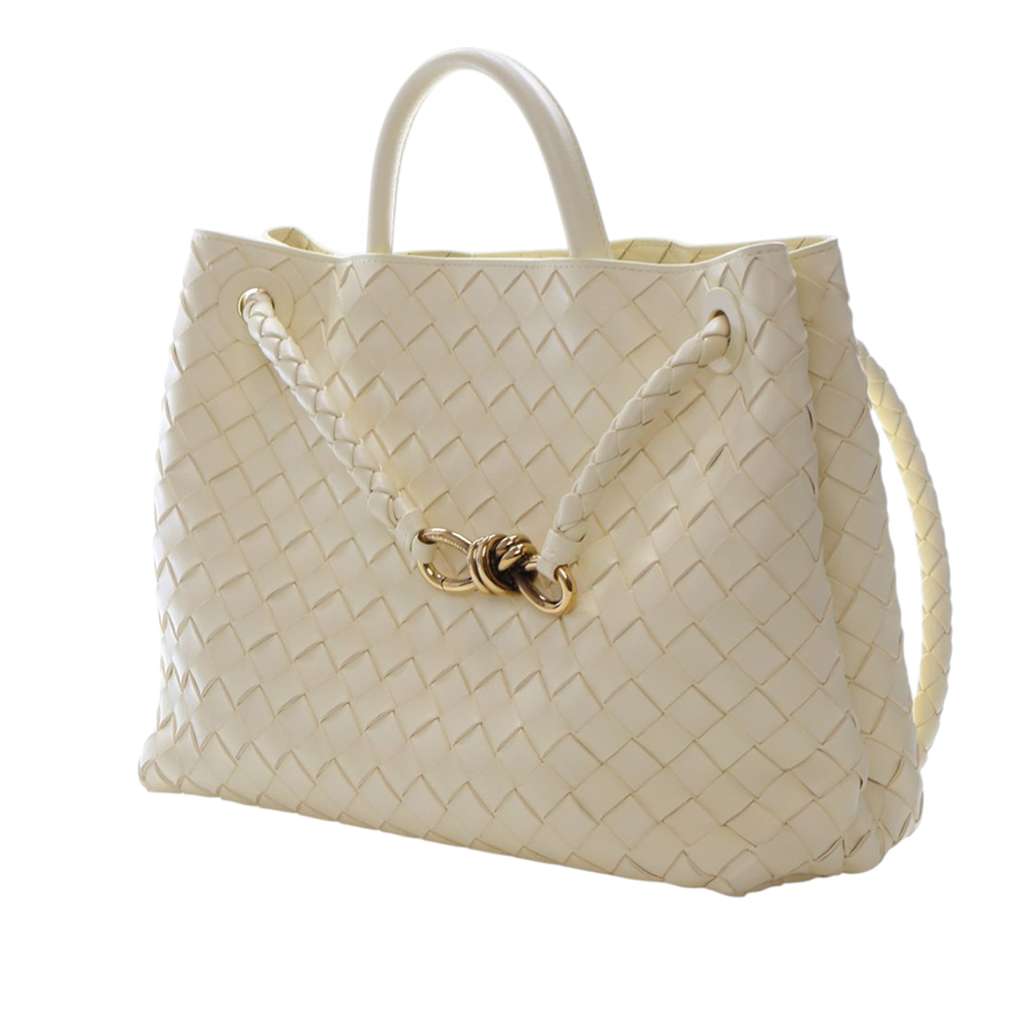 Bottega Veneta Medium Lambskin Intrecciato Andiamo Bag Yellow Leather Good condition - Inside View