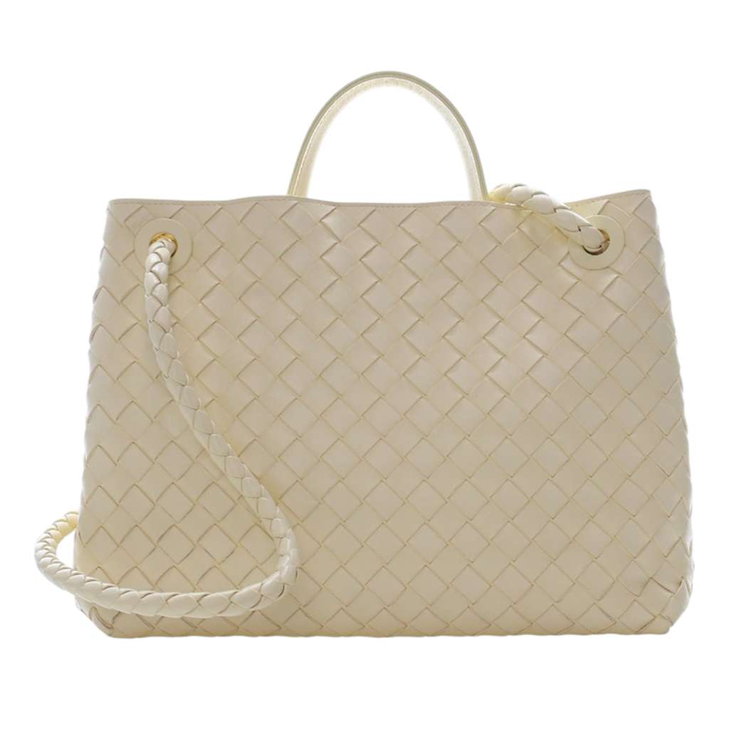 Bottega Veneta Medium Lambskin Intrecciato Andiamo Bag Yellow Leather Good condition - Model View