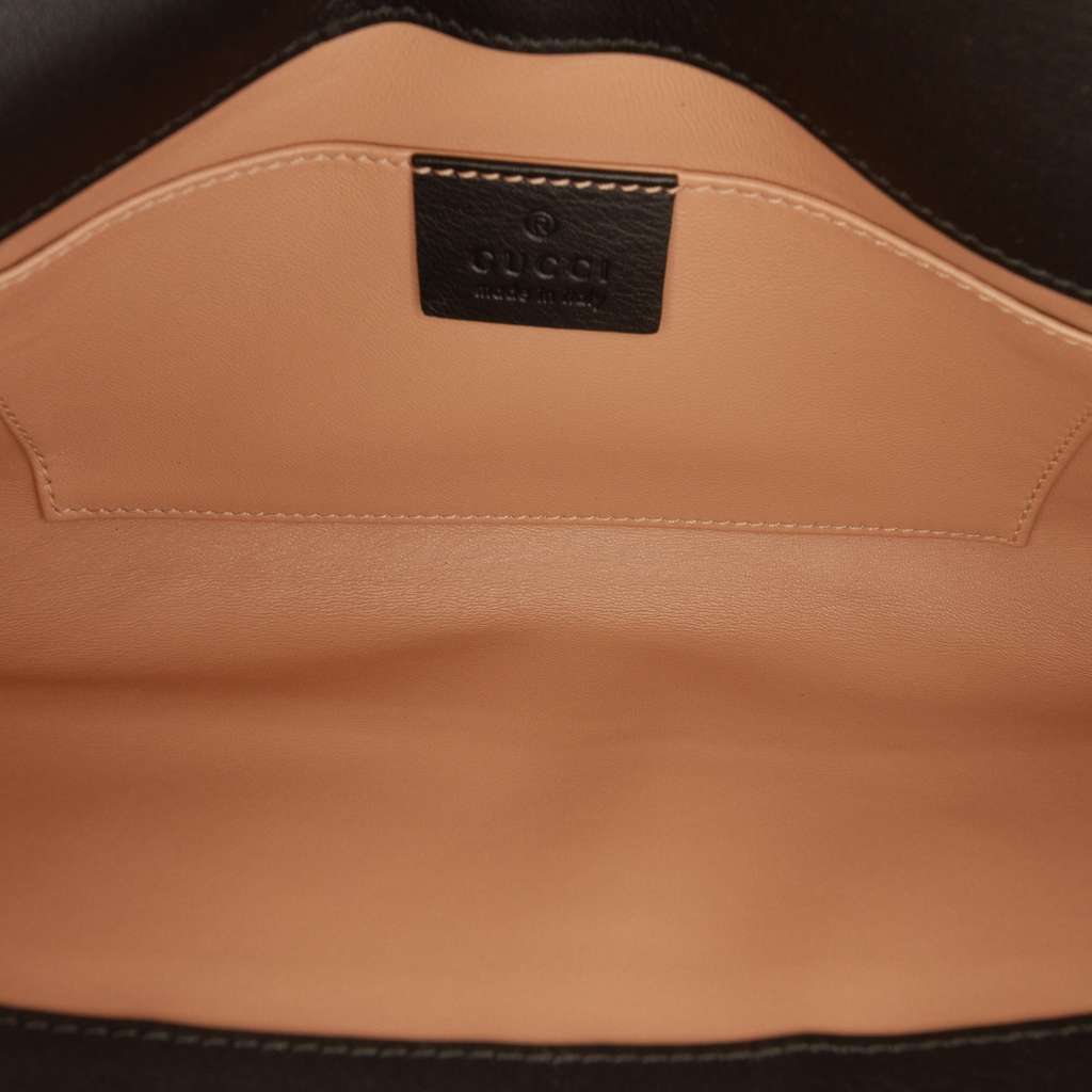 Gucci Suede Crystal Horsebit Broadway Clutch Black Leather Good condition - Model View