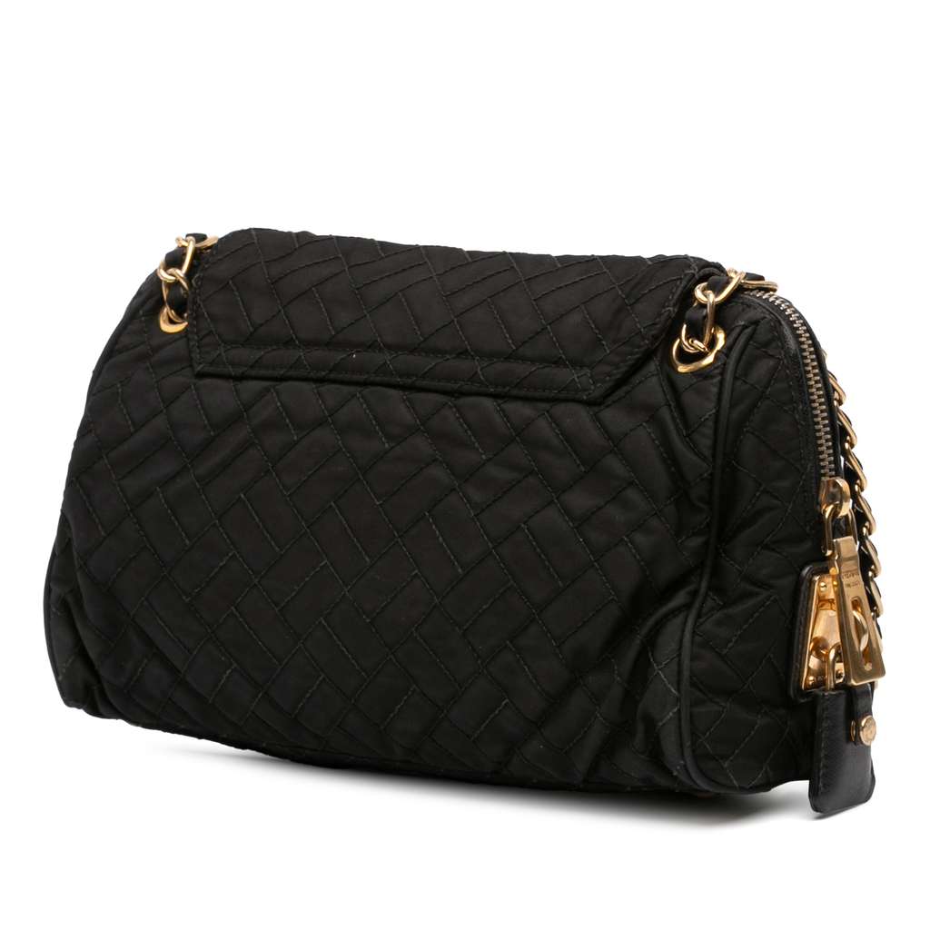 Prada Impuntu Tessuto Chain Flap Shoulder Bag Black Good condition - Back View