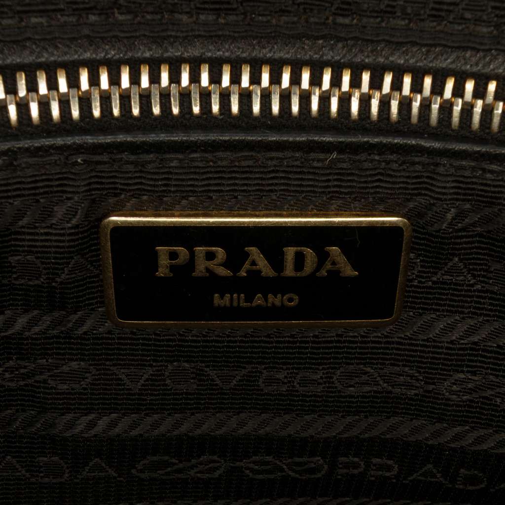Prada Impuntu Tessuto Chain Flap Shoulder Bag Black Good condition - Box View