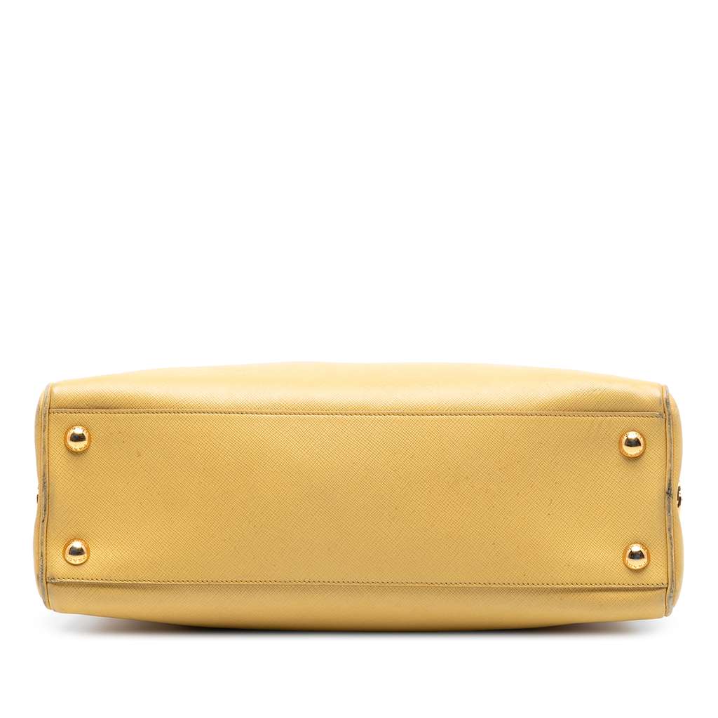 Prada Saffiano Lux Pyramid Frame Satchel Yellow Leather Fair condition - Inside View