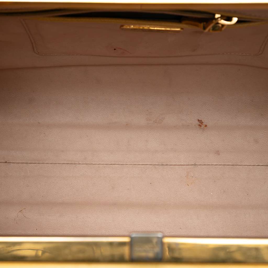 Prada Saffiano Lux Pyramid Frame Satchel Yellow Leather Fair condition - Model View