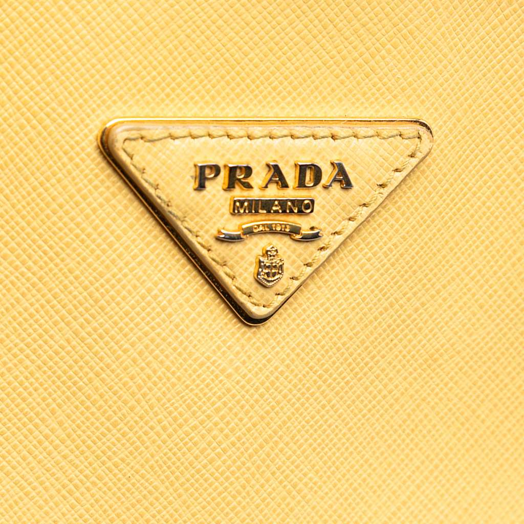 Prada Saffiano Lux Pyramid Frame Satchel Yellow Leather Fair condition - Box View
