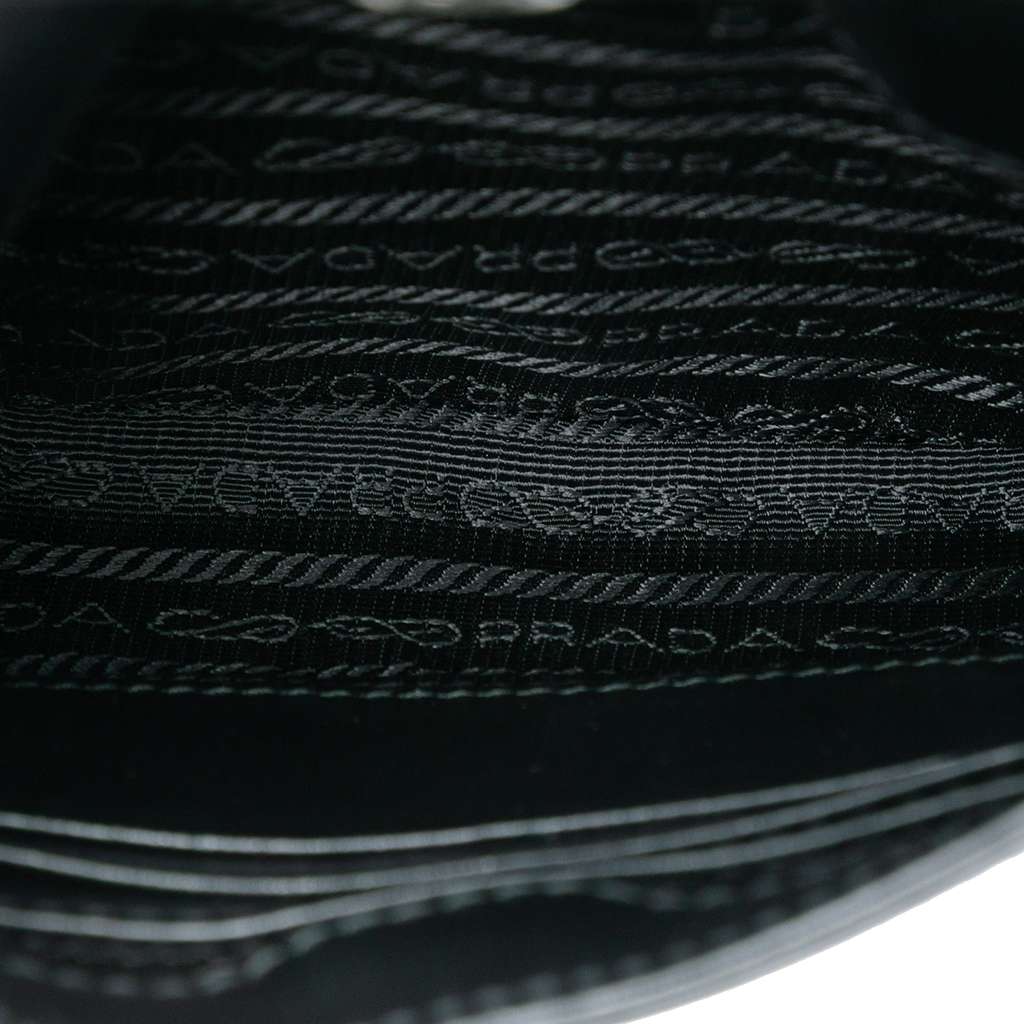 Prada Mini Spazzolato Cleo Flap Black Leather Good condition - Model View