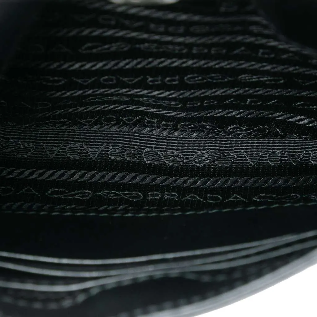 Prada Mini Spazzolato Cleo Flap Black Leather Very good - Model View