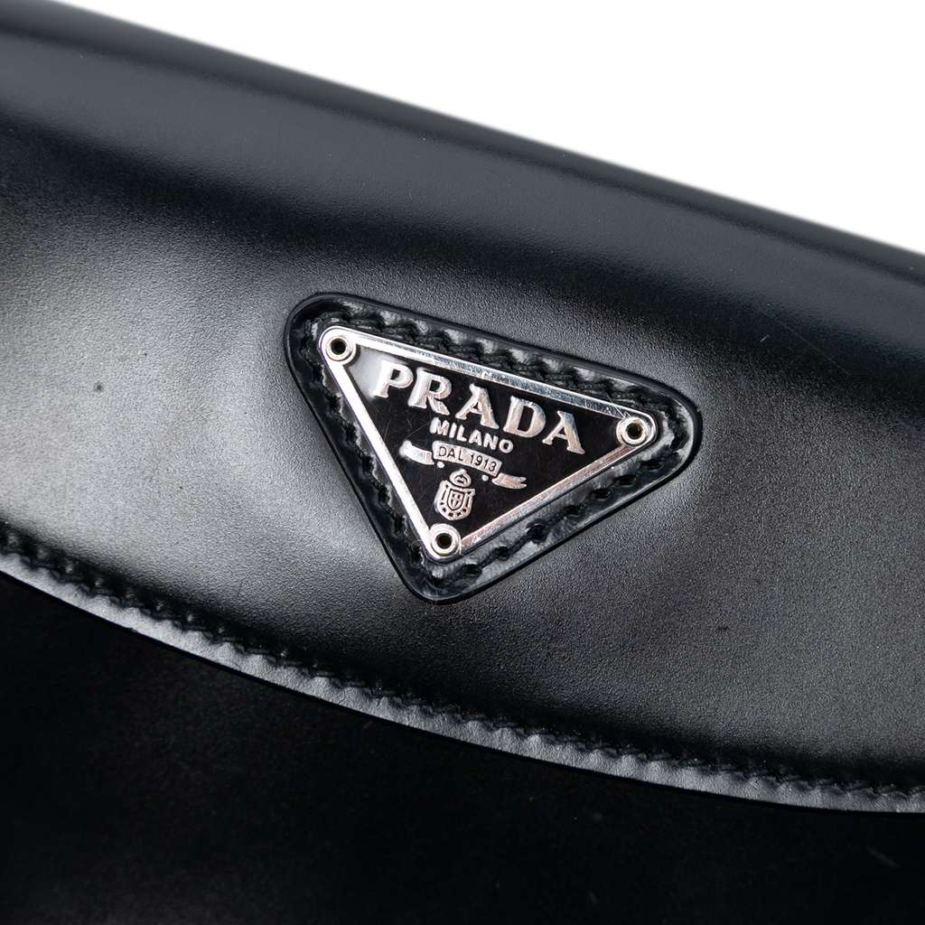 Prada Mini Spazzolato Cleo Flap Black Leather Good condition - Box View