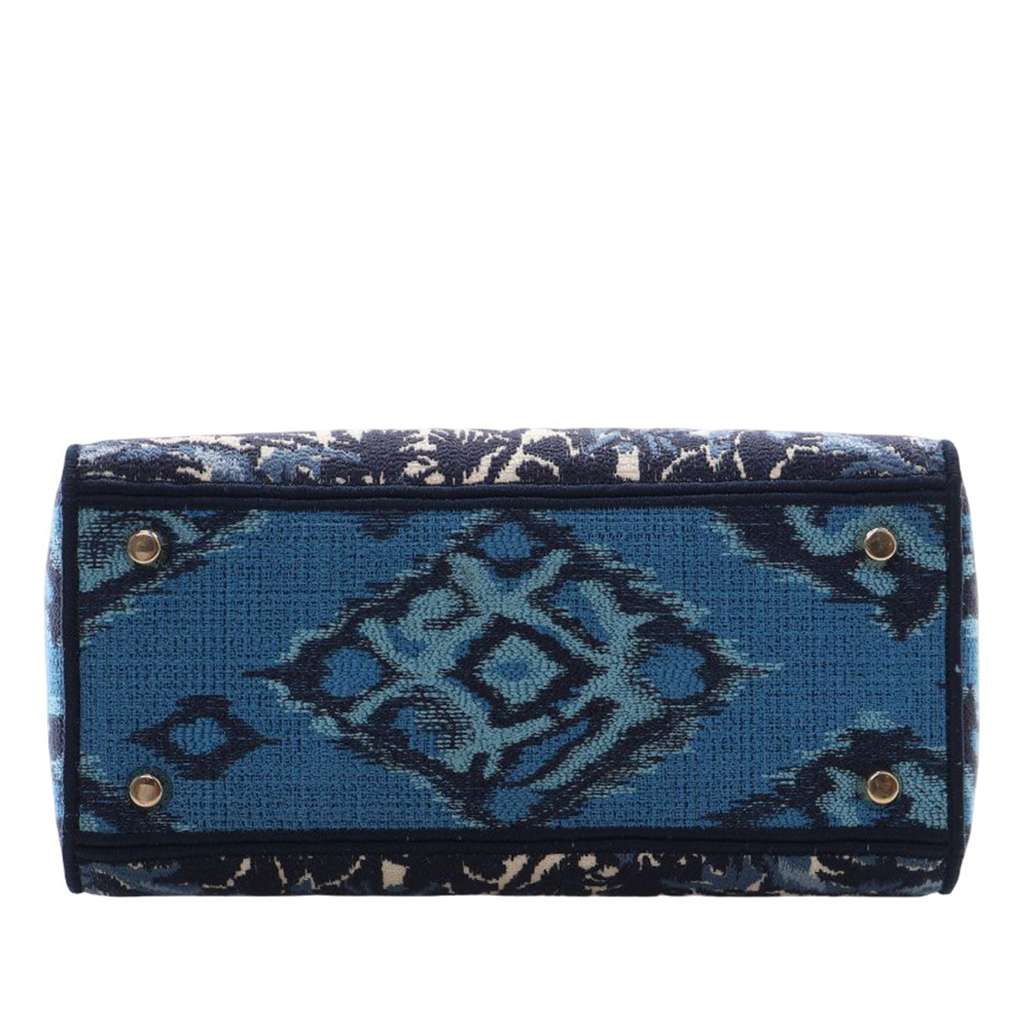 Dior Medium Embroidered Canvas Palm Tree Toile De Jouy Lady D Lite Blue Canvas Good condition - Box View