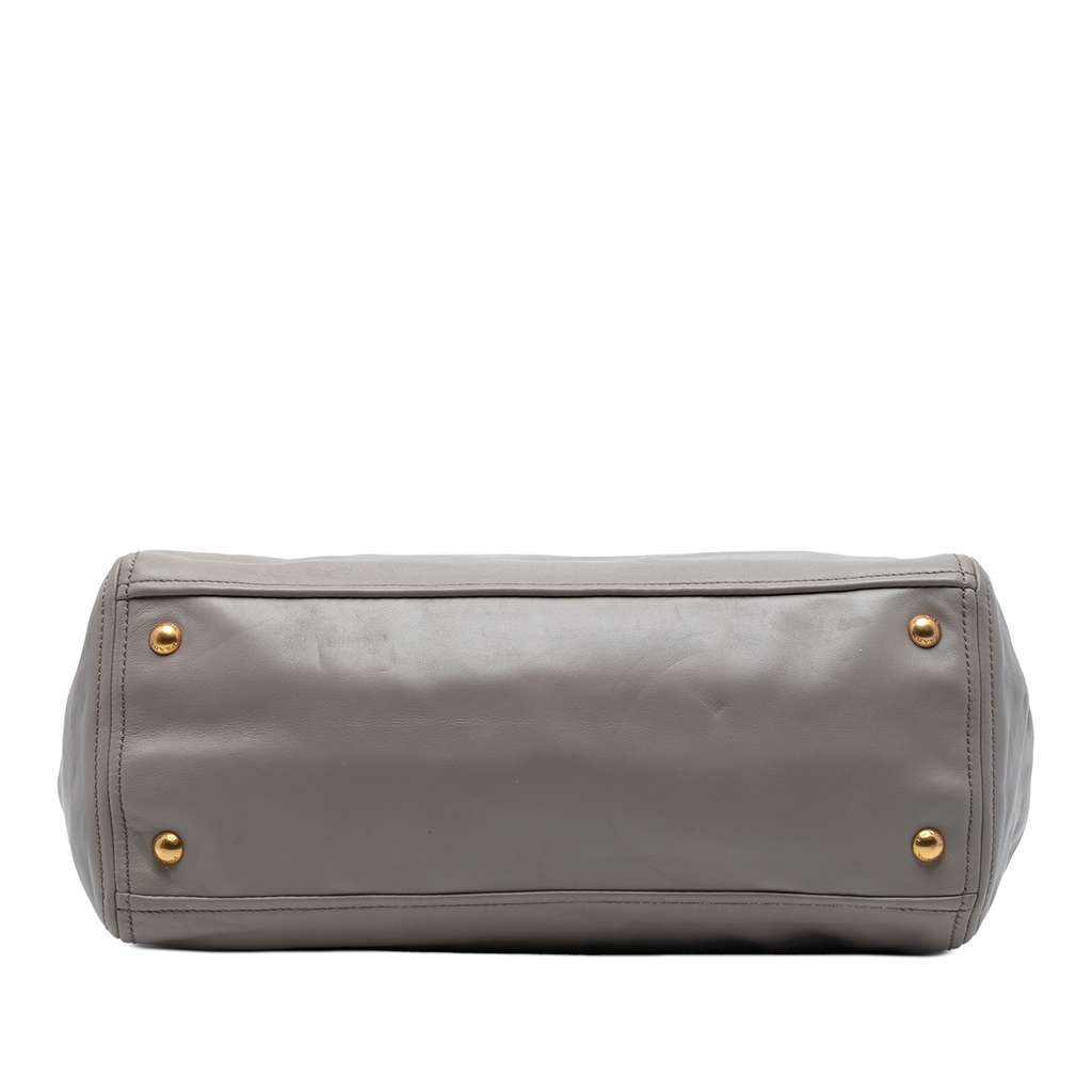 Prada Small Soft Calf Double Zip Satchel Grey Leather Good condition - Inside View