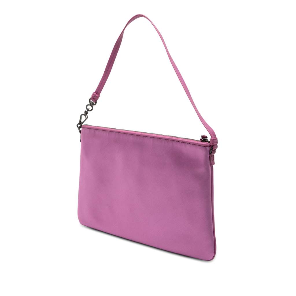 Bottega Veneta Satin Embroidered Butterflies Shoulder Bag Purple Satin Good condition - Back View