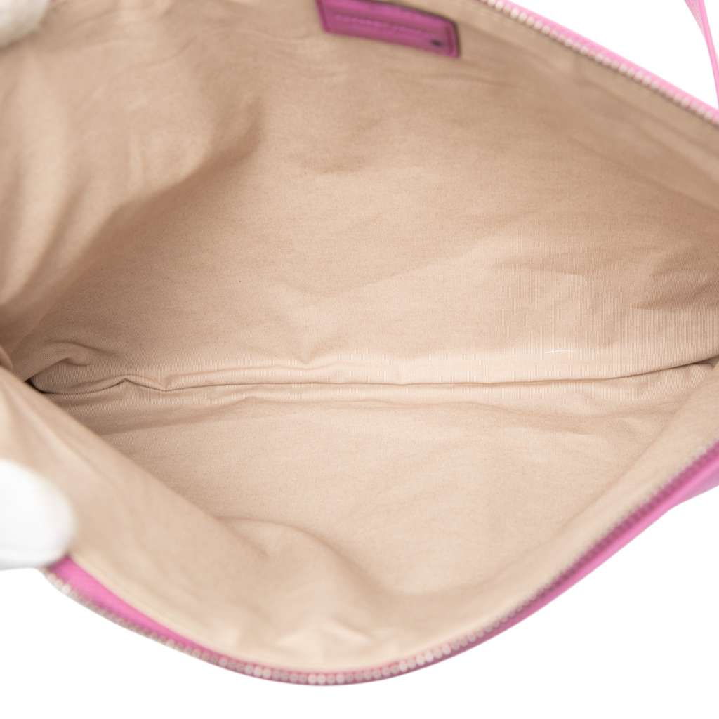 Bottega Veneta Satin Embroidered Butterflies Shoulder Bag Purple Satin Good condition - Model View