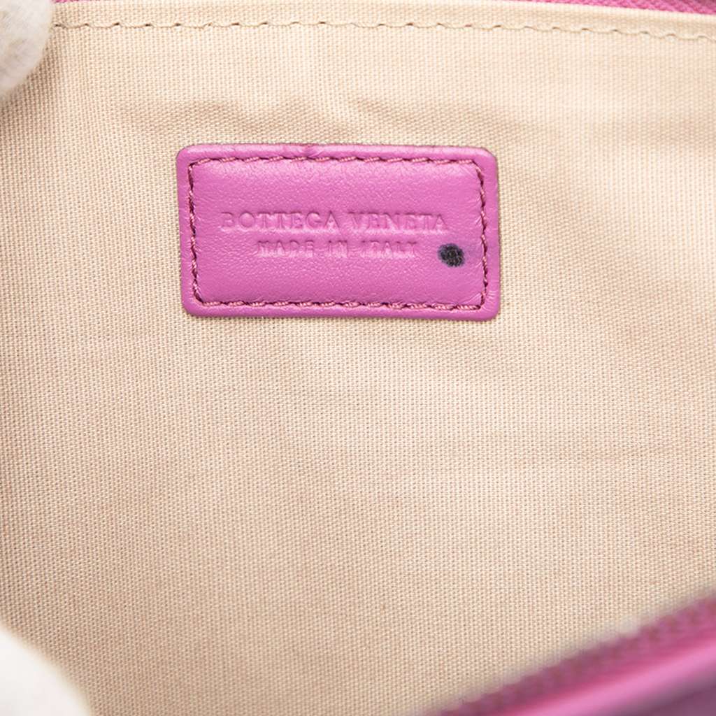 Bottega Veneta Satin Embroidered Butterflies Shoulder Bag Purple Satin Good condition - Box View