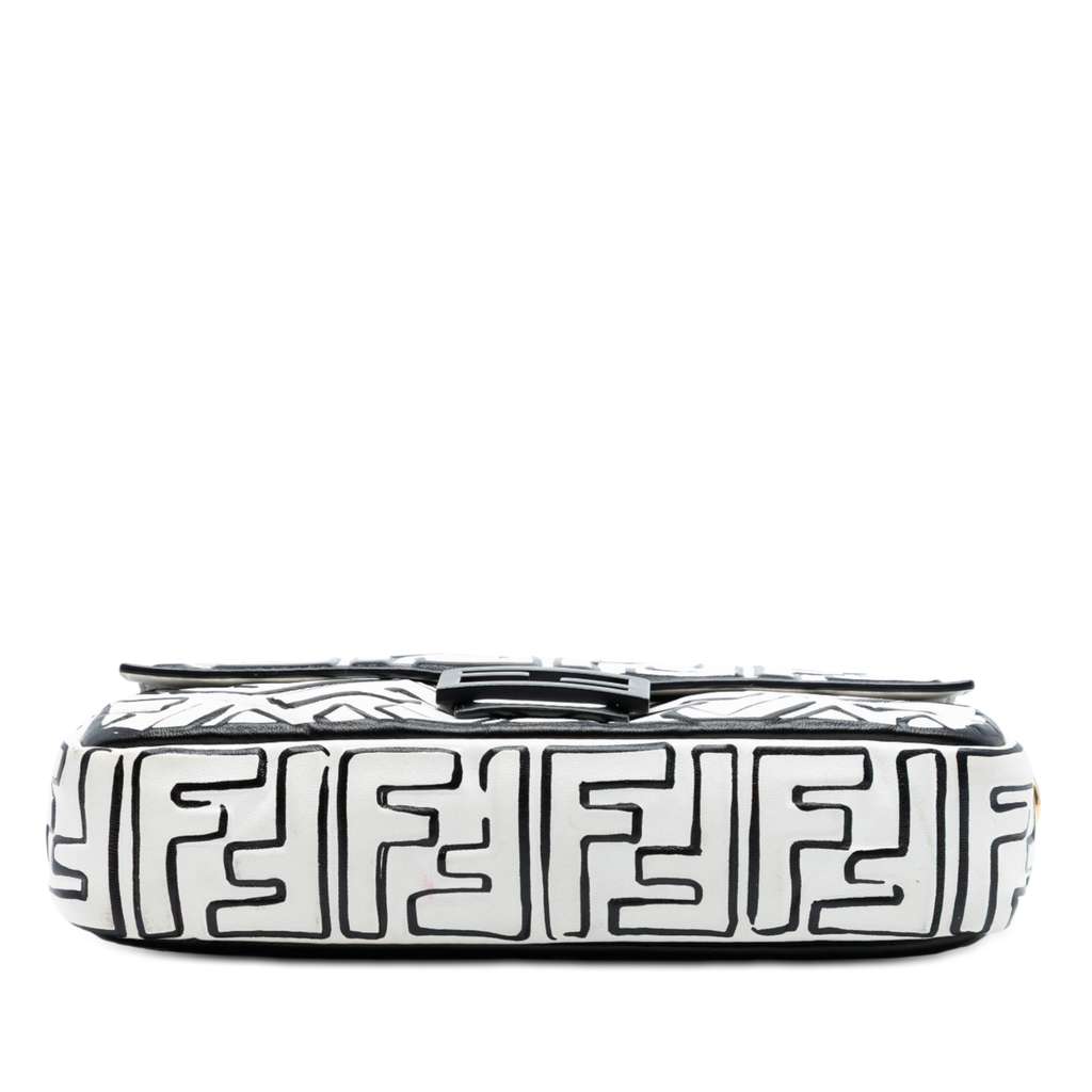 Fendi Joshua Vides California Sky Medium Embossed Leather Baguette Satchel White Leather Good condition - Inside View