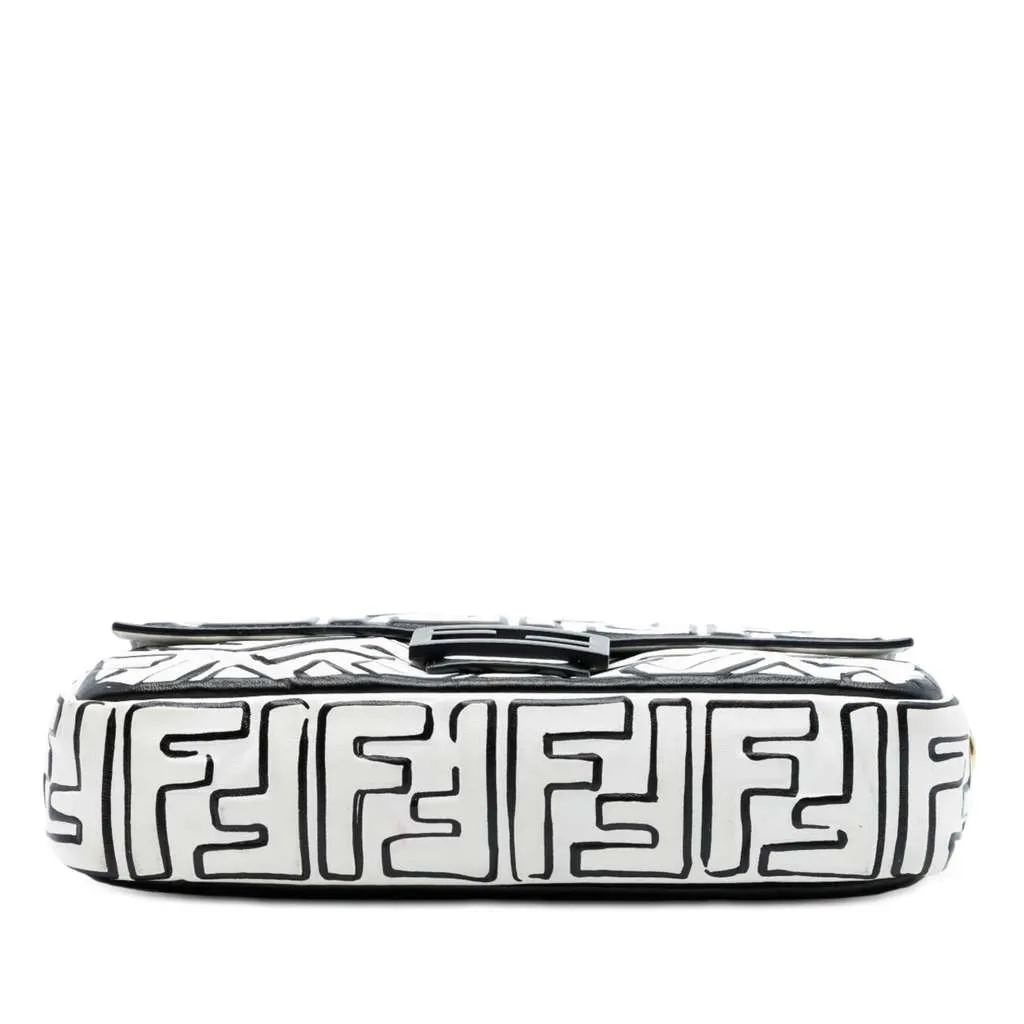 Fendi Joshua Vides California Sky Medium Embossed Leather Baguette Satchel White Leather Very good - Inside View