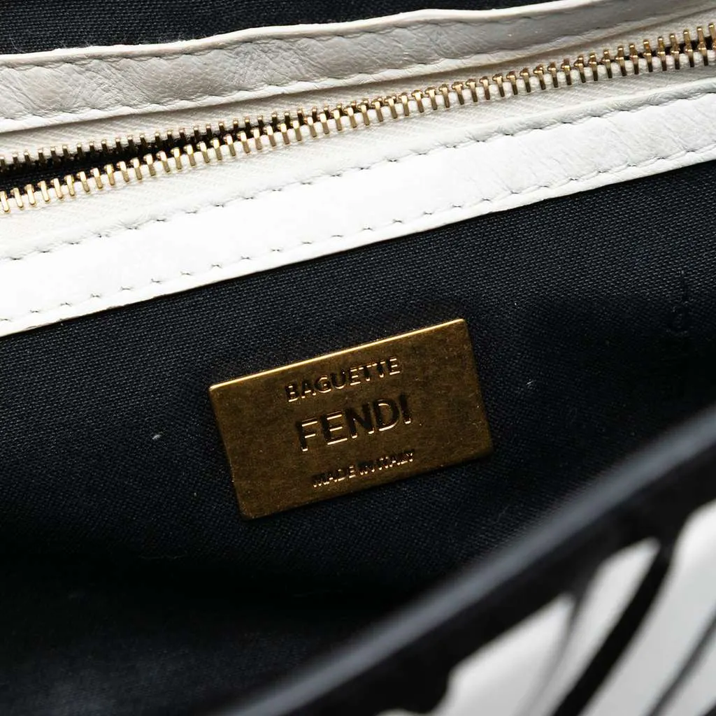 Fendi Joshua Vides California Sky Medium Embossed Leather Baguette Satchel White Leather Very good - Box View