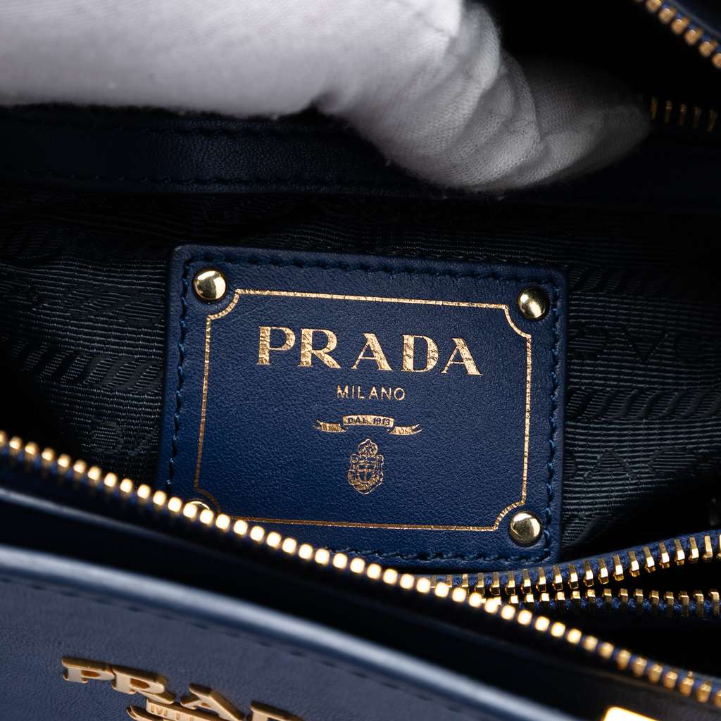 Prada Vitello Lux Satchel Blue Leather Good condition - Box View