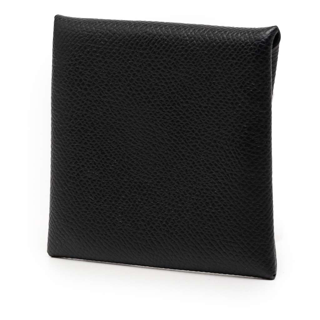 Hermès Epsom Bastia Change Purse Black Leather Good condition - Back View