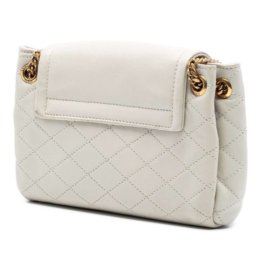 Saint Laurent Mini Quilted Lambskin Monogram Nolita Bag White Leather Good condition - Back View