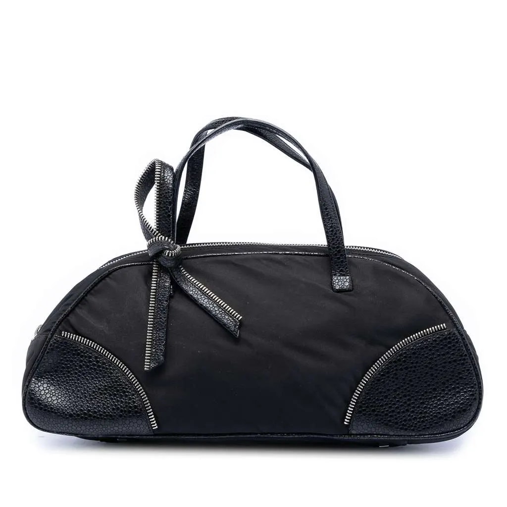 Dior Nylon and Calfskin Bow Handbag Black Polyamide Very good - Front View
