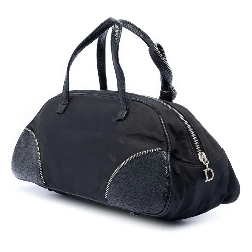 Dior Nylon and Calfskin Bow Handbag Black Polyamide Very good - Back View