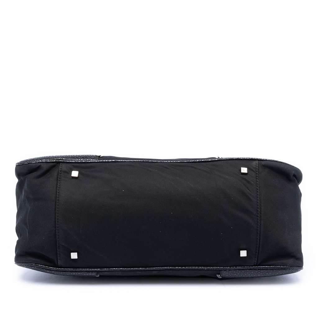 Dior Nylon and Calfskin Bow Handbag Black Good condition - Inside View