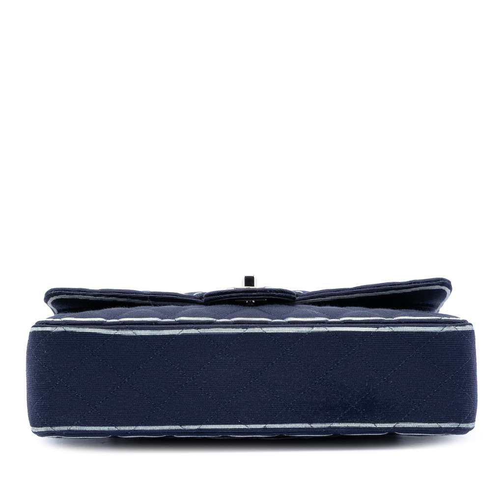 Chanel Medium Classic Printed Grosgrain Double Flap Blue Good condition - Inside View