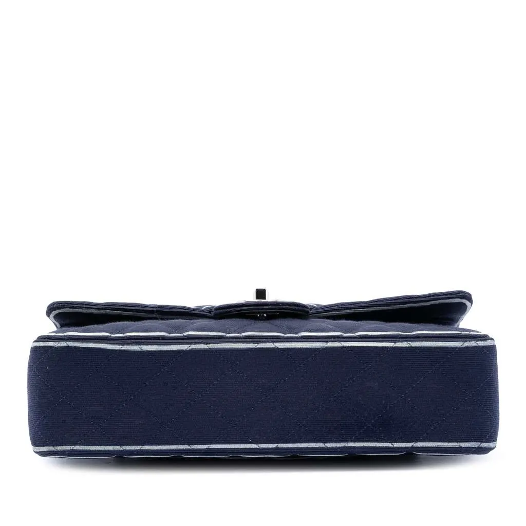 Chanel Medium Classic Printed Grosgrain Double Flap Blue Very good - Inside View
