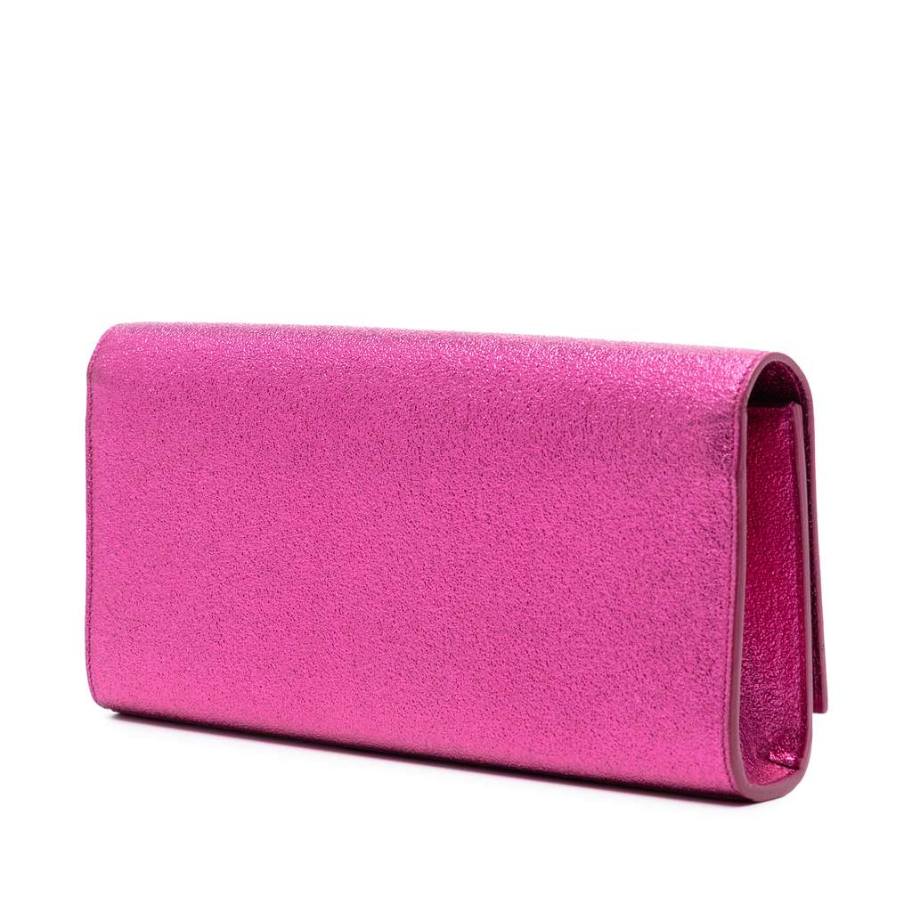 Saint Laurent Metallic Calfskin Monogram Kate Clutch Pink Leather Good condition - Back View