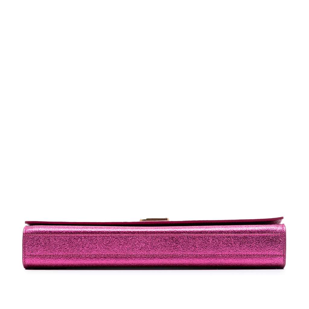 Saint Laurent Metallic Calfskin Monogram Kate Clutch Pink Leather Good condition - Inside View
