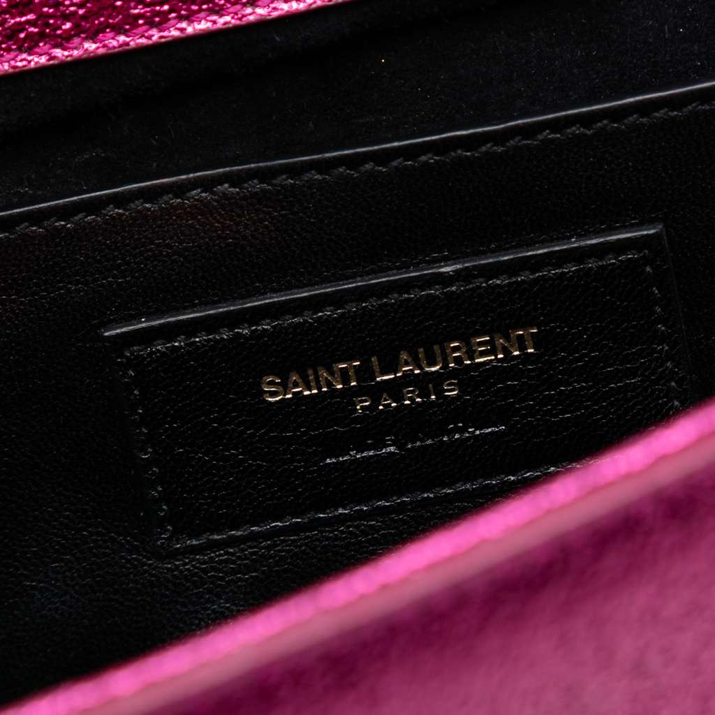 Saint Laurent Metallic Calfskin Monogram Kate Clutch Pink Leather Good condition - Box View