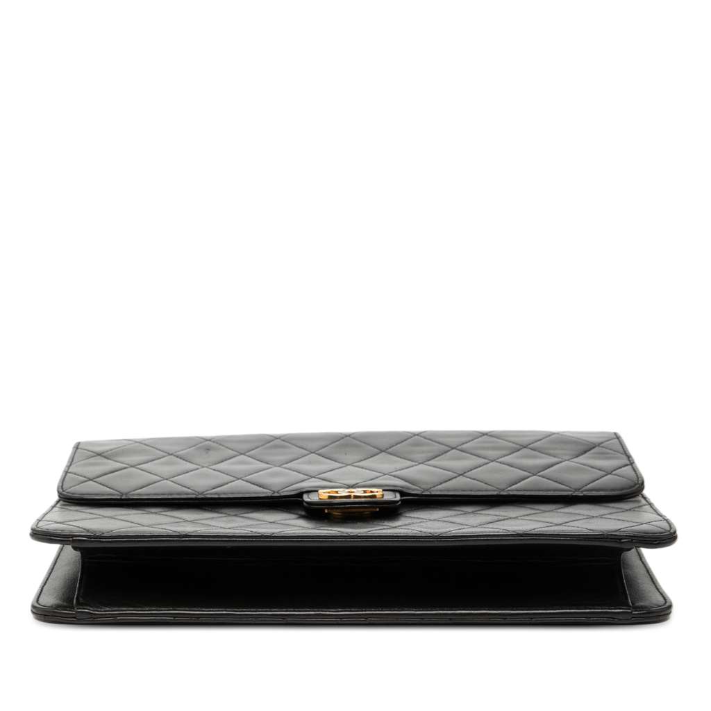 Chanel Medium CC Quilted Lambskin Single Flap Black Leather Good condition - Inside View