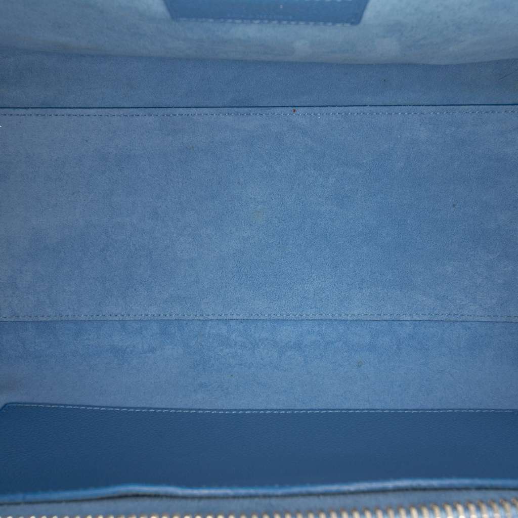 Saint Laurent Small Grained Calfskin Cabas Rive Gauche Satchel Blue Leather Good condition - Model View