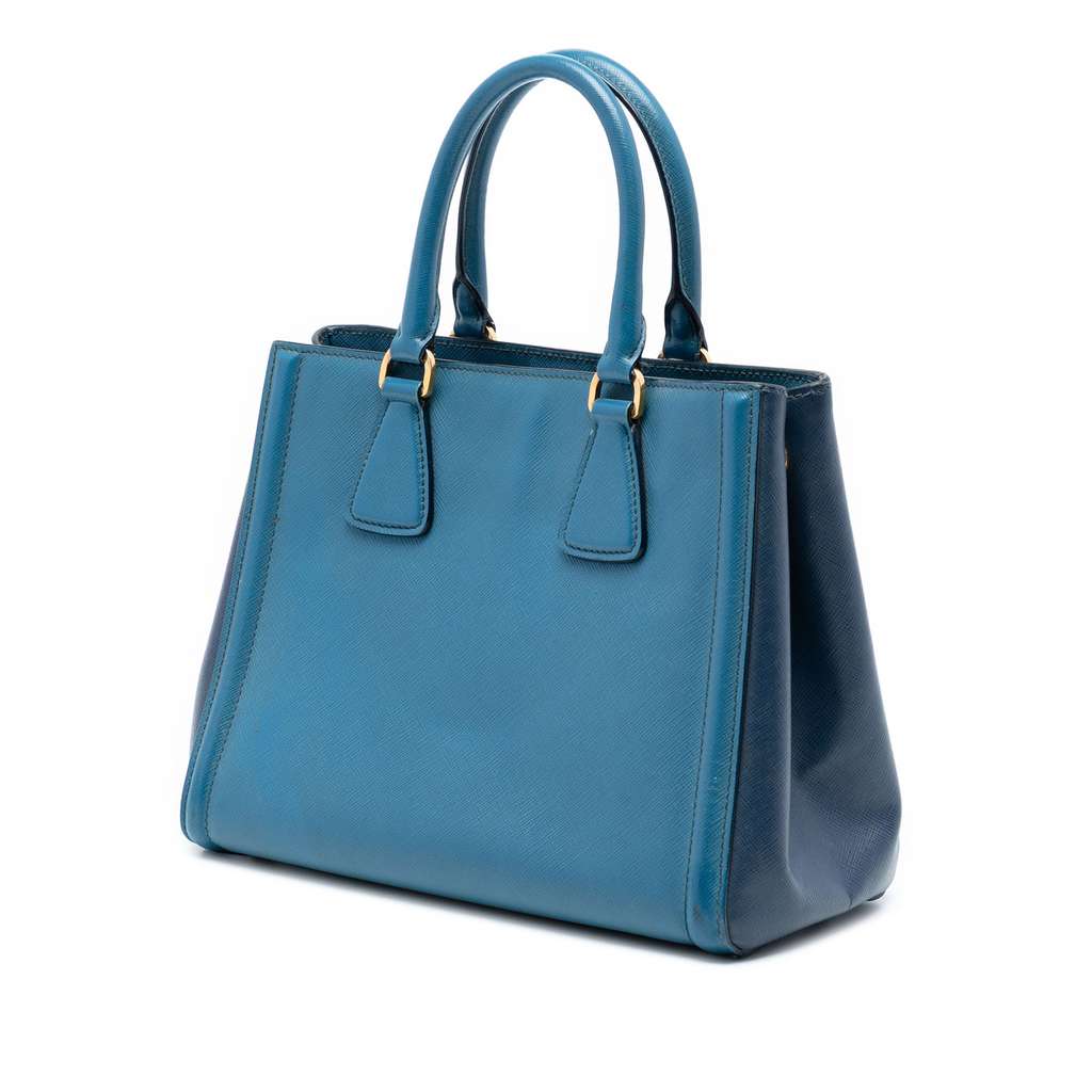 Prada Small Bicolor Saffiano Lux Galleria Satchel Blue Leather Fair condition - Back View